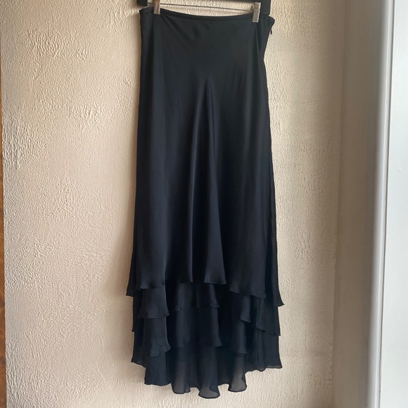NWT Ann Taylor black silk bias cut long skirt Size 6 - Picture 14 of 15